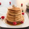 Peanut butter pancakes with maple syrup and[...]