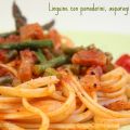 Linguine con pomodorini, asparagi e pancetta