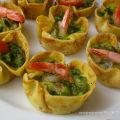 Cestini di crepe con asparagi e gamberi