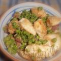 Pollo allo zenzero con piselli al prosciutto