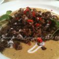 Antipasto di agnello alle spezie ed hummus
