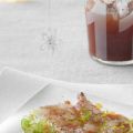 Carpaccio di gamberi al Bloody Mary