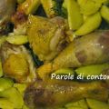 Pollo in parti con patate al forno.