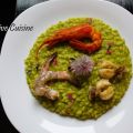 Risotto ai piselli e tre sapori di mare