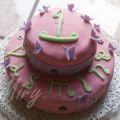 Torta 1° compleanno con fiorellini e farfalline