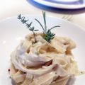 Tagliatelle di farina di ceci e crema di caprino