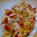 Salmone al forno con pomodori e patate