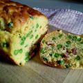 Plumcake salato con piselli e speck