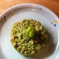 
Risotto con crema di zucchine e lardo