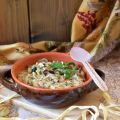 Zuppa di funghi con fiocchi di avena e spinaci