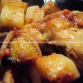 Pollo al vino rosso con patate