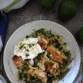 Salmone con riso basmati speziato e fagiolini