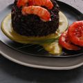 Tortini di riso venere e gamberi