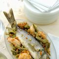 BRANZINO AL FORNO CON SCAMPI E CARCIOFI