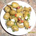 Olive verdi schiacciate