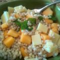 Insalata d' orzo con melone, fontina e menta