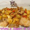 Costolette di maiale con patate e funghi