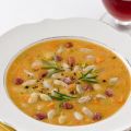 Zuppa con fagioli e pancetta croccante