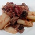 PACCHERI CON MELANZANE,POMODORI SECCHI ED OLIVE
