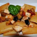Paccheri pesce spada, melanzane e pomodorini