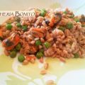 Farro con piselli alla pescatora