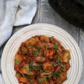 Stufato di lenticchie rosse, patate e funghi