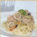 Spaghetti con vongole, cozze, totani e broccolo[...]