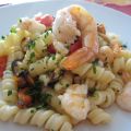 Fusilli avellinesi con cozze e gamberetti.