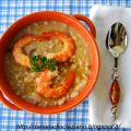 Zuppa di farro ceci e fagioli con mazzancolle