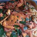Spaghetti con  granchio e cozze