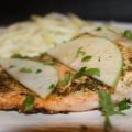 Salmone al pepe verde con fettine di mela verde