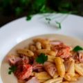 CAVATELLI CON CREMA DI FAGIOLI E CALAMARETTI