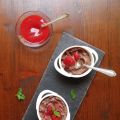 Crema Ricotta e Cacao con Coulis di Lamponi.[...]