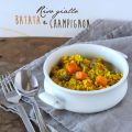 Riso giallo, batata e funghi champignon
