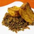 Mini flan di zucca su letto di pistacchi