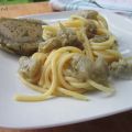 Spaghetti con i fondi di carciofo violetto