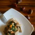Testaroli saraceni alle castagne e cime di rapa