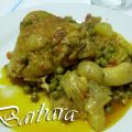 Tagine (stufato) di pollo con piselli e patate,[...]