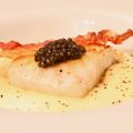 LUI: Storione con purè allo zafferano e caviale