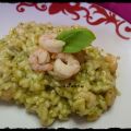 Risotto con pesto e gamberetti