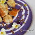 Crema di patate viola croccante con semi di lino