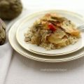 Tiella di riso, patate e carciofi