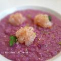 Risotto al cavolo viola e battuto di gamberetti