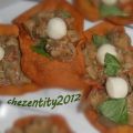 Piattini croccanti di riso con le melanzane
