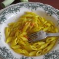 Pennette con crema di porri e zafferano