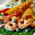 Con gamberi, zucchine e quadrati di pasta[...]