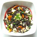 Riso venere con pesce a vapore e verdure