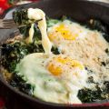 Spinaci stufati  con formaggio e uova