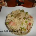 Risotto con piselli,carciofi e pancetta