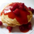 Strawberry syrup and raspberry pancakes!
